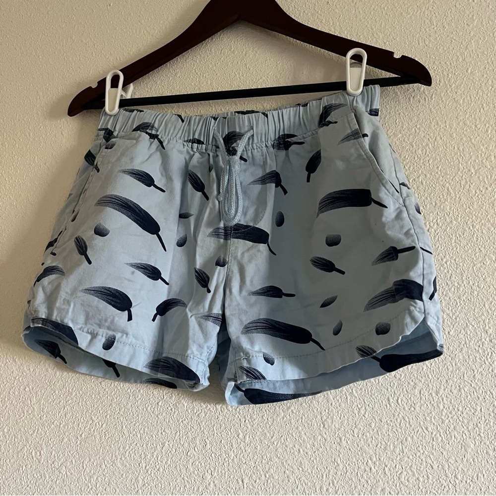 Princess Sara Women's Blue Slash Pocket Sweat Boyfriend Shorts Size 30